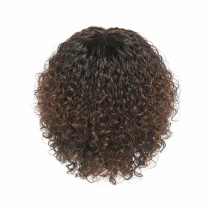 Peluca pelo rizado castaño media melena